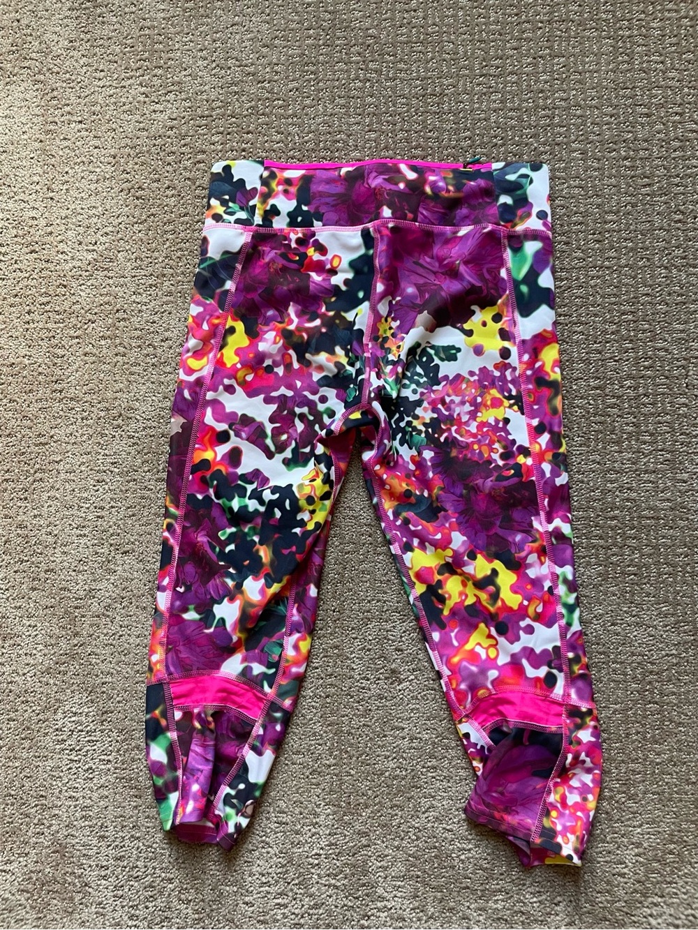 Asics Pink Floral-Print Active Capri Leggings